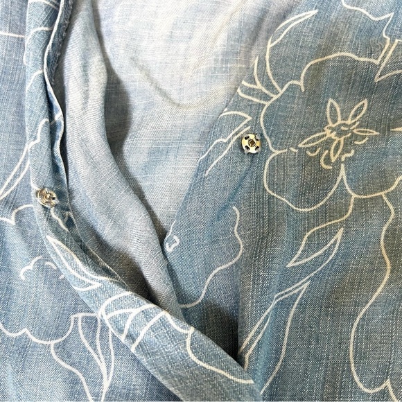 ANTHROPOLOGIE Cloth & Stone Chambray Romper Blue Long Sleeve Size Small - Picture 6 of 16